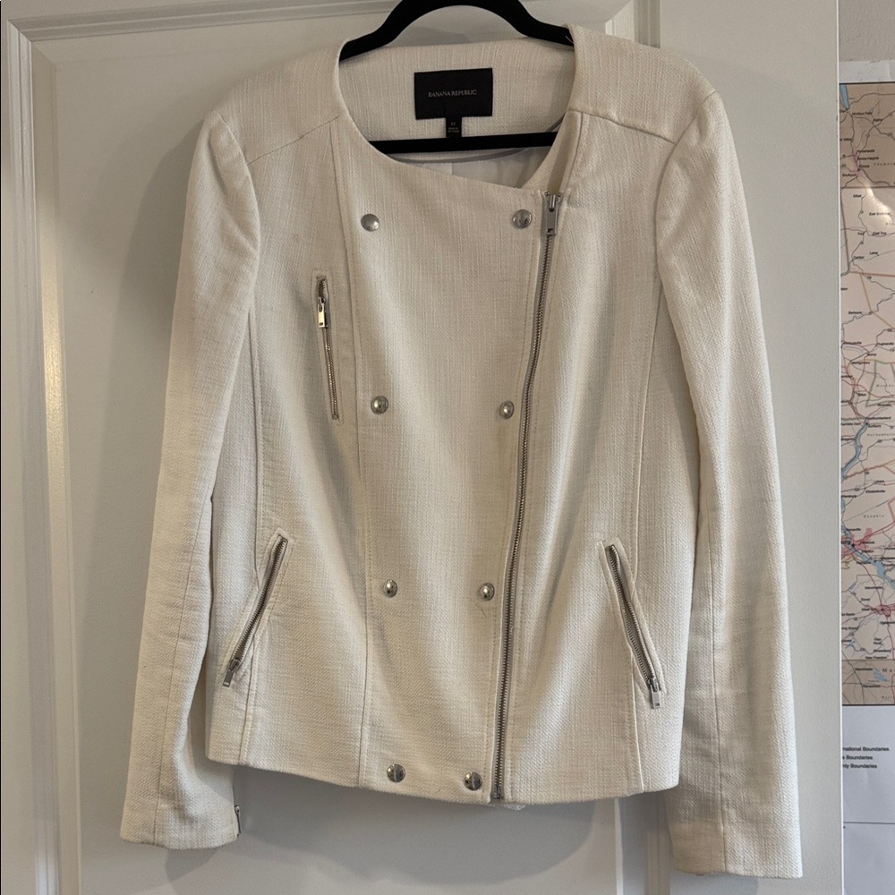Banana Republic Off-White Textured Blazer